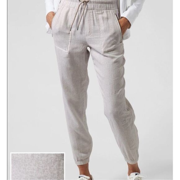 Athleta Cabo Tide Linen size 14 Cream Pull On Drawstring - Picture 1 of 12